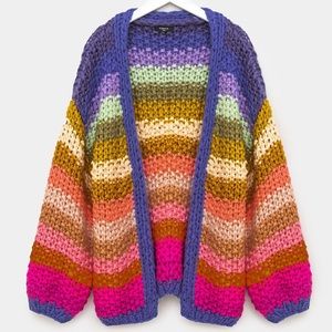 FRNCH handknit chunky rainbow cardigan - S/M